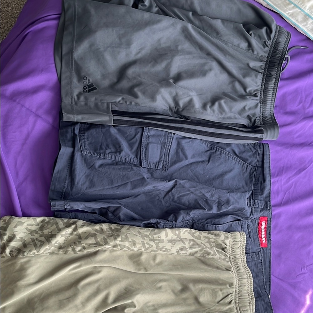 Adidas Gray Athletic Shorts + Mixed Casual Shorts Bundle - Gray, Navy, Olive